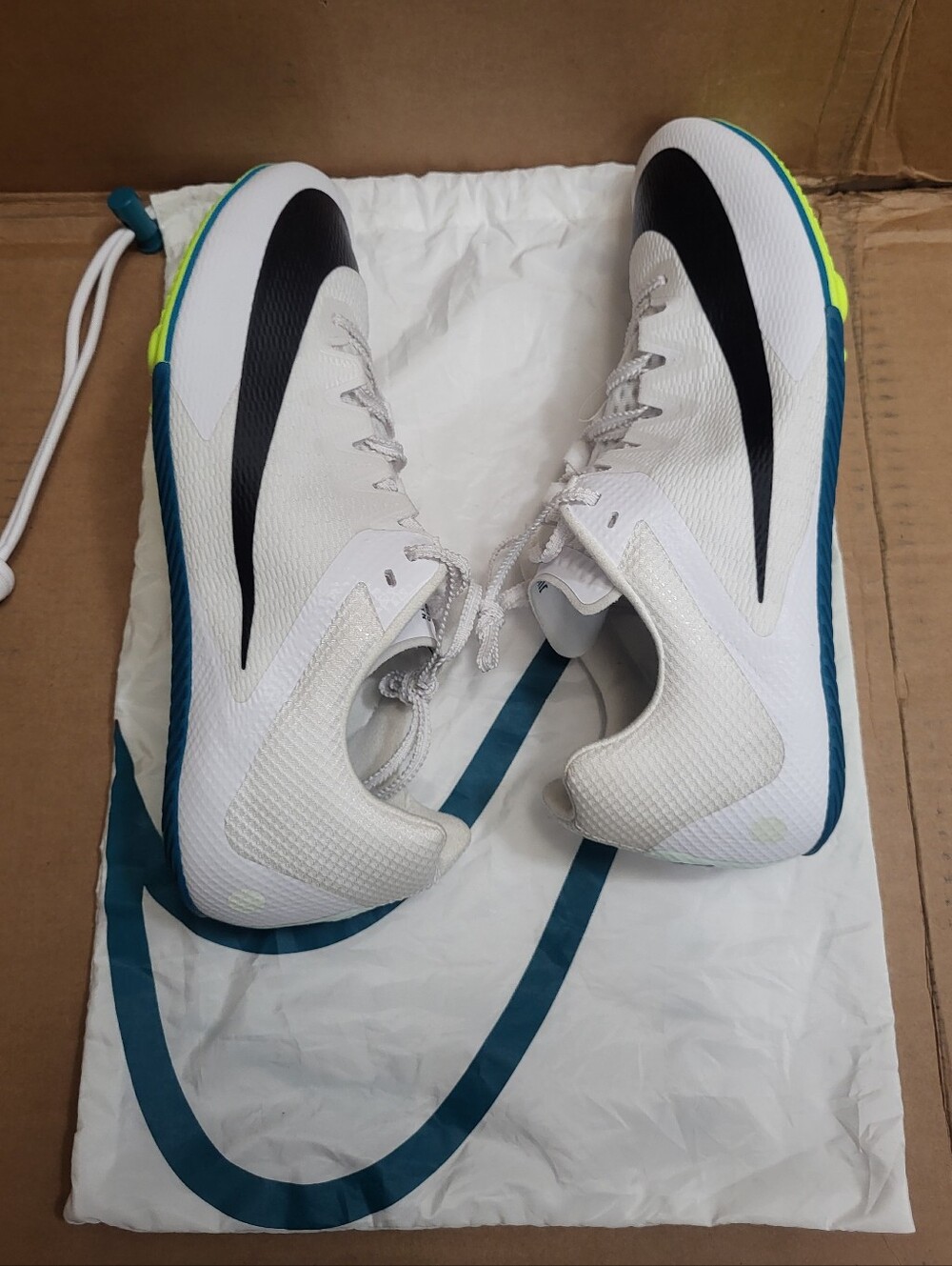 Nike Zoom Rival Sprint Track And Field Spikes White/Black/Green Men Size 13 NEW